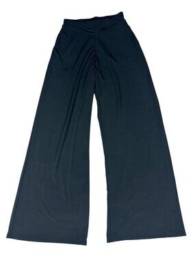 NWOT Brigitte Brianna SexyModest Black Wide Leg Pants Womens L Stretch Slacks